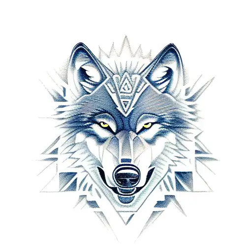 A wolf howling at a Mayan calendar tattoo design idea