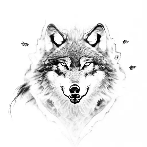 A wolf howling at a Mayan calendar tattoo design idea