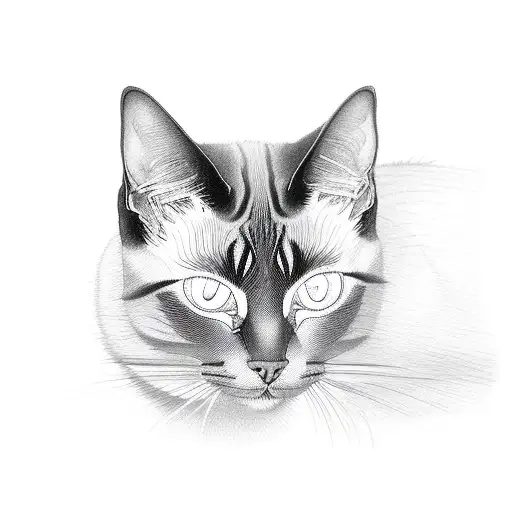 siamese cat with stripped tabby cat tattoo design idea