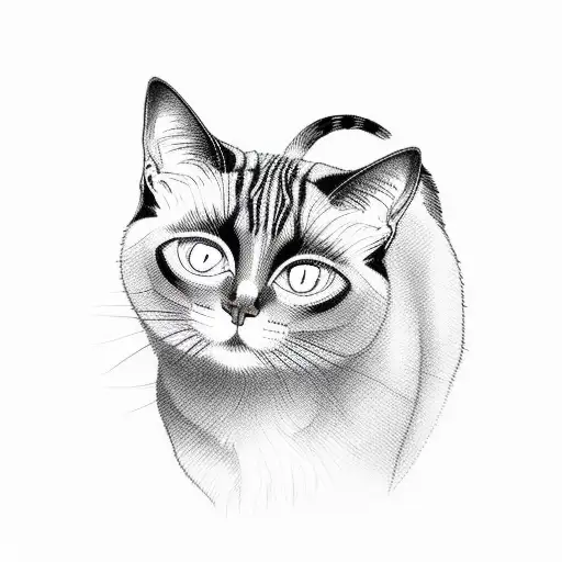siamese cat beside stripped tabby cat tattoo design idea