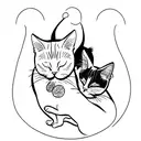siamese cat sleeping with tabby cat tattoo design idea