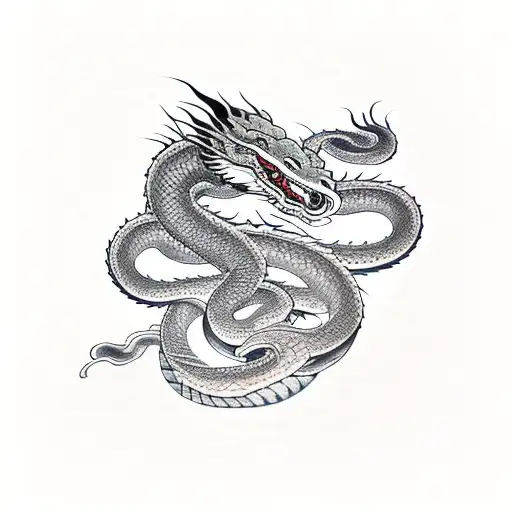 Snake and Dragon tattoo design idea