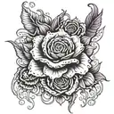 Rose Honeysuckle Violet Carnation tattoo design idea