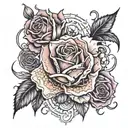 Rose Honeysuckle Violet Carnation tattoo design idea