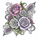 Rose Honeysuckle Violet Carnation tattoo design idea