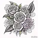 Rose Honeysuckle Violet Carnation tattoo design idea