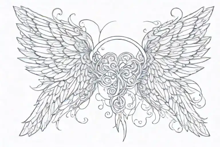 eating disorder symbol with angel wings made tattoo design idea
