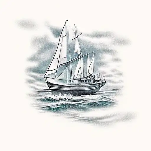 sailboat with message in a bottle with words grace and faith tattoo design idea