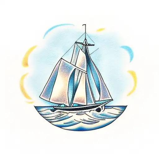sailboat with message in a bottle with words grace and faith tattoo design idea