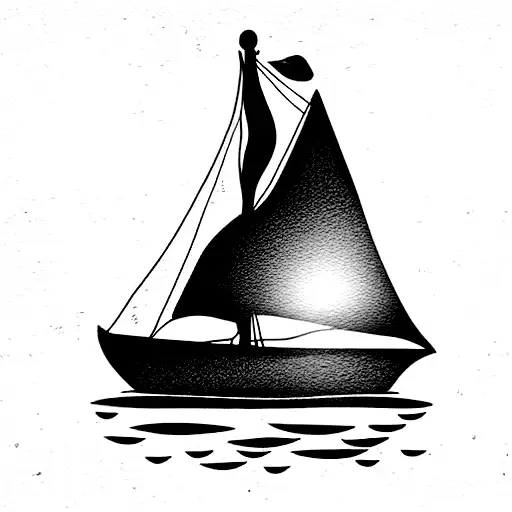 sailboat with message in a bottle with words grace and faith tattoo design idea