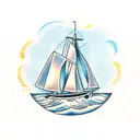 sailboat with message in a bottle with words grace and faith tattoo design idea
