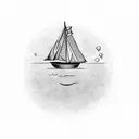 sailboat with message in a bottle with words grace and faith tattoo design idea
