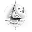 sailboat with message in a bottle with words grace and faith tattoo design idea