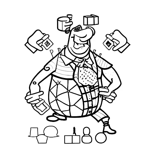 A tattoo design of Mr. Potato Head doing a CrossFit exercise with his interchangeable parts tattoo design idea