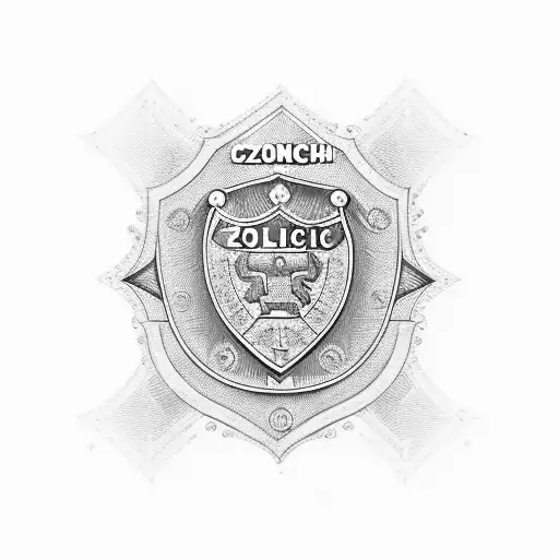 czech police badge blue line tattoo design idea