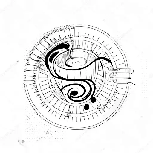 A typewriter surrounded by swirling coffee steam tattoo design idea