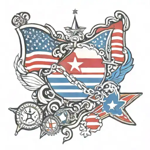 fusion of the Uruguay, USA and Cuban flags  tattoo design idea