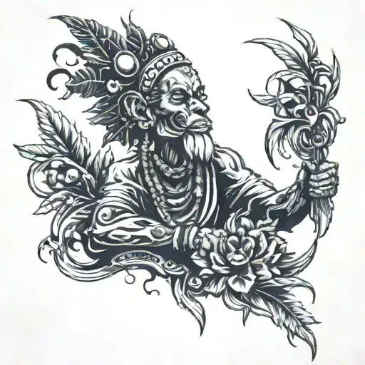  old witch doctor tattoo design idea