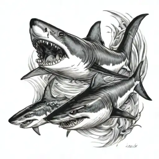 two sharks chasing each other like the Pisces sign tattoo design idea