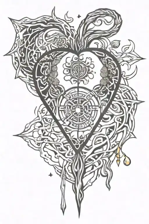 empath protection symbol hiking heart beat tattoo design idea