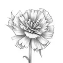 small, long stem, minimalist marigold, cosmos, rose flower bundle, small, long stem black and white tattoo tattoo design idea