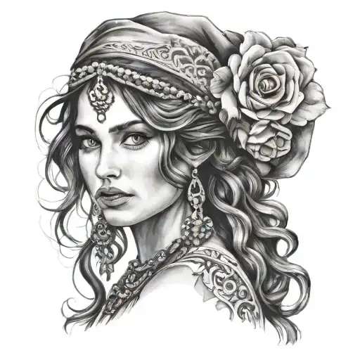 gypsy girl tattoo design idea