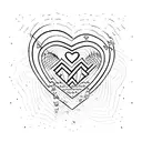 image of a line with the letters M, V and W with a heart tattoo design idea
