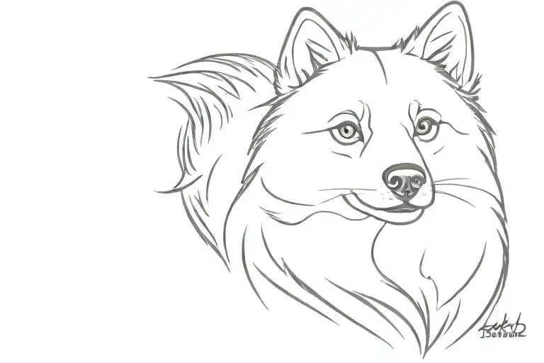 husky, pomeranian, spitz tattoo design idea