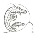 nautilus and crocodile circle tattoo design idea