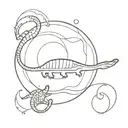 nautilus and crocodile circle tattoo design idea