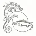 nautilus and crocodile circle tattoo design idea