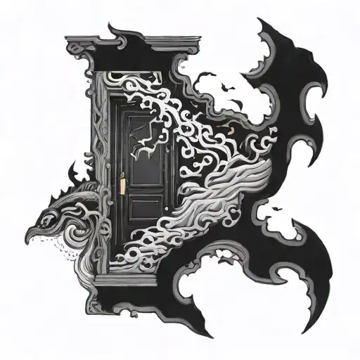 door of mystery that spills black sea tattoo design idea