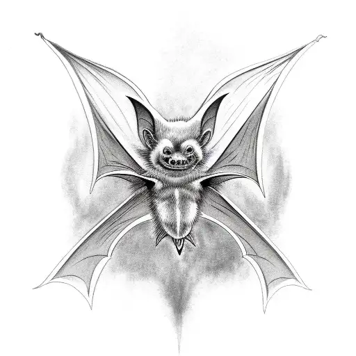 vampire bat with wings spread open tattoo design idea