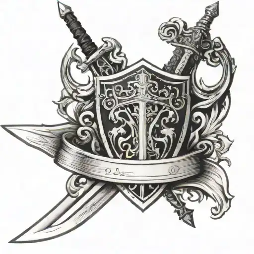 vking sword and sheild tattoo design idea