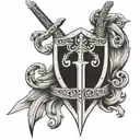vking sword and sheild tattoo design idea