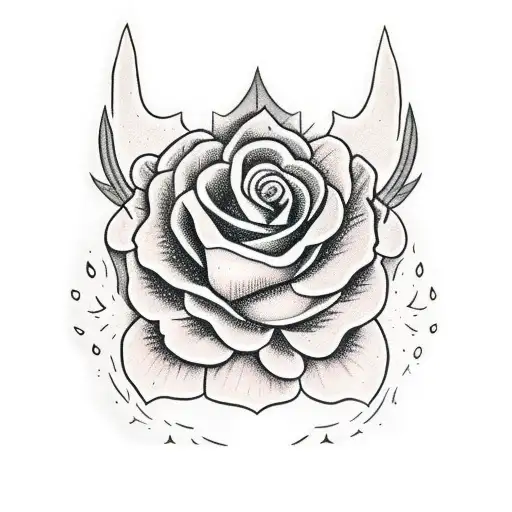 flor Dalia negra con espada de ares  tattoo design idea