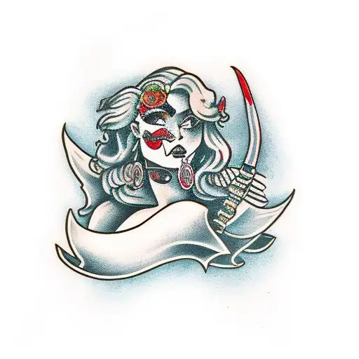 Dalia negra con espada de ares  tattoo design idea