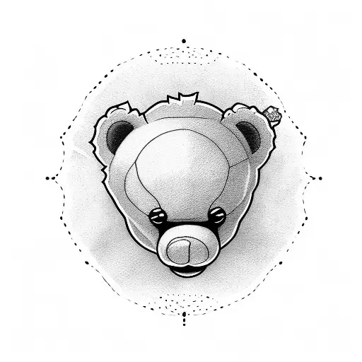 "TRE" with a teddy bear behind it  tattoo design idea