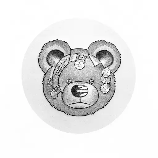 teddy bear with money tattoo design idea
