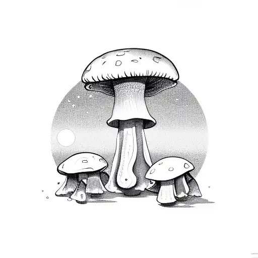 an alien mushroom and Jesus christ tattoo design idea