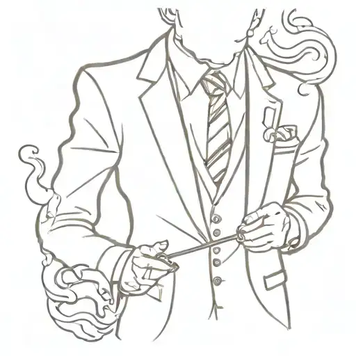 smokeing devil wears a suit tattoo design idea