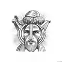 jesus and a cyclops in a dodge swinger spaceship tattoo design idea