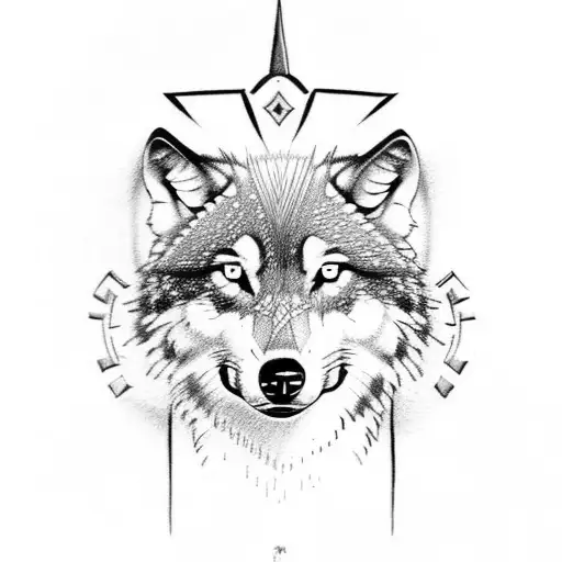 wolf with versace  tattoo design idea
