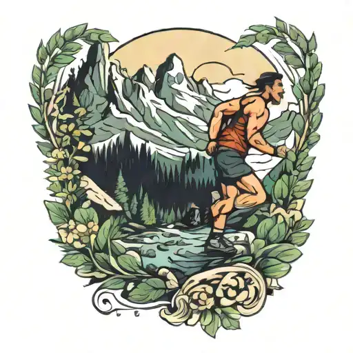 chamonix trail runner tattoo design idea