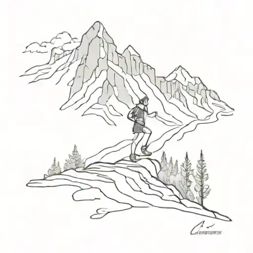 chamonix trail runner tattoo design idea