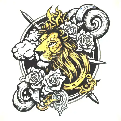 lion, lamb, anchor  tattoo design idea