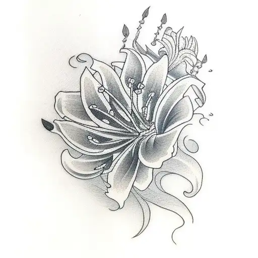 Hurricane lilies tattoo design idea
