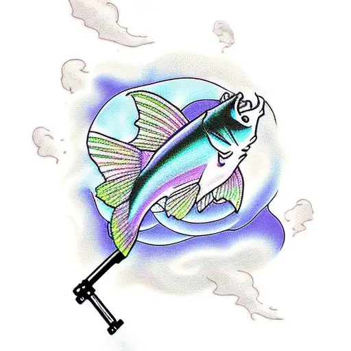 rip little brother, fishing, video games, longboard, music, pisces, suicide, blue purple black tattoo design idea