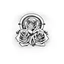 A Bonnie and Clyde inspired design featuring handcuffs and guns intertwined with romantic roses tattoo design idea