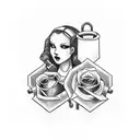 A Bonnie and Clyde inspired design featuring handcuffs and guns intertwined with romantic roses tattoo design idea